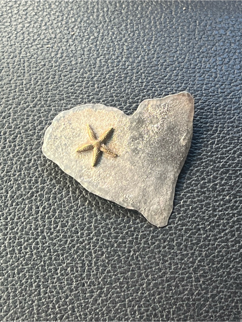 Heart Shaped Metal Accent with Starfish Detail Pin Brooch Handcrafted
